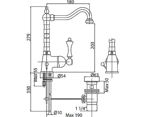 Заказать Смеситель для раковины Cezares Margot MARGOT-LSM2-03/24-Bi Золото 24 карат в магазине сантехники Santeh-Crystal.ru