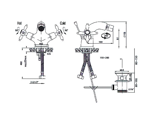 Приобрести Смеситель на биде Cezares Nostalgia-BS1-02 Бронза в магазине сантехники Santeh-Crystal.ru