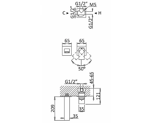 Купить Смеситель для раковины Cezares Porta PORTA-BLI2-NOP Черный матовый в магазине сантехники Santeh-Crystal.ru