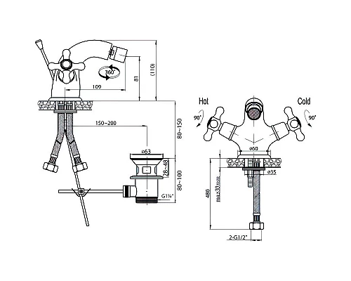 Купить Смеситель для биде Cezares Retro-C-BS1-01 Хром в магазине сантехники Santeh-Crystal.ru