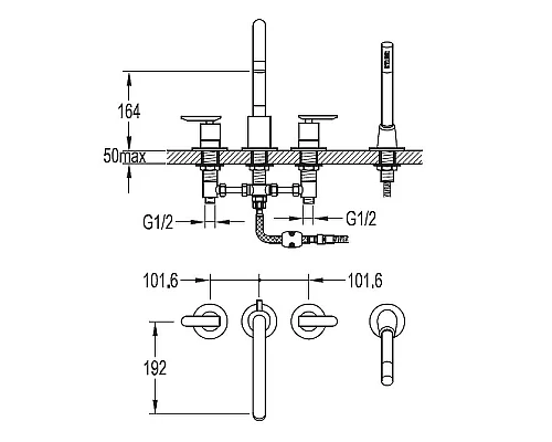 Приобрести Смеситель на борт ванны Cezares SIESTA-F-BVD4-01 Хром в магазине сантехники Santeh-Crystal.ru