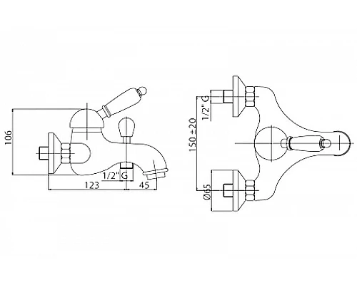 Заказать Смеситель для ванны Cezares Vintage VINTAGE-VDM-01-Sw Хром в магазине сантехники Santeh-Crystal.ru