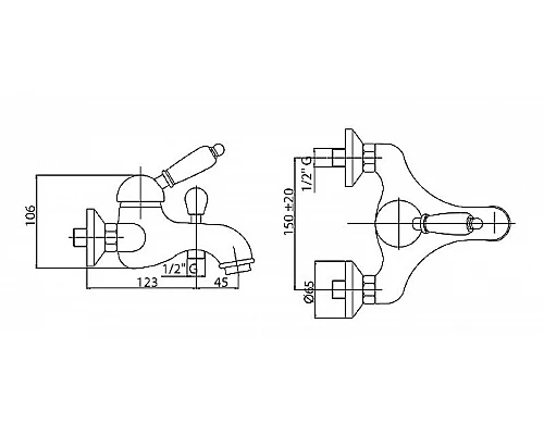 Заказать Смеситель для ванны Cezares Vintage VINTAGE-VM-03/24-Sw Золото 24 карат в магазине сантехники Santeh-Crystal.ru