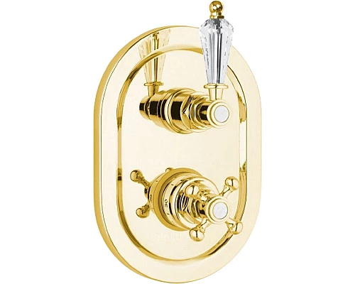 Приобрести Смеситель для душа Cezares Vintage VINTAGE-VDIM2-T-03/24-Sw с термостатом Золото 24 карат в магазине сантехники Santeh-Crystal.ru
