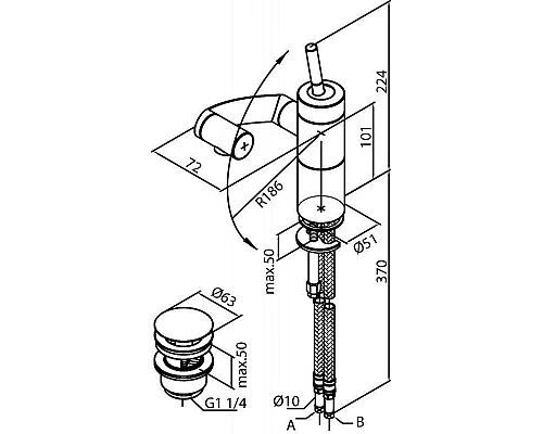 Заказать Смеситель для раковины Damixa Arc 290217464 Хром Черный в магазине сантехники Santeh-Crystal.ru