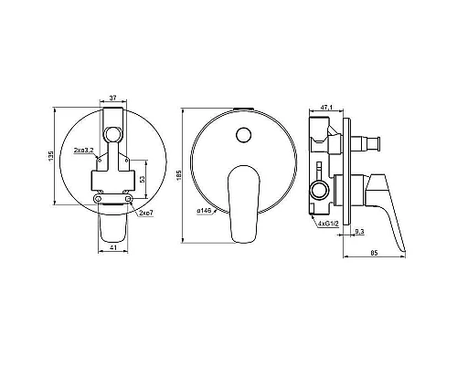 Заказать Смеситель для душа Damixa Jupiter 777100300 Черный матовый в магазине сантехники Santeh-Crystal.ru