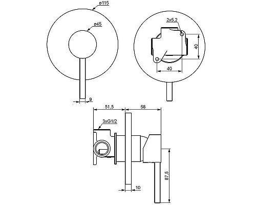 Приобрести Смеситель для душа Damixa Scandinavian Pure 367500000 Хром в магазине сантехники Santeh-Crystal.ru
