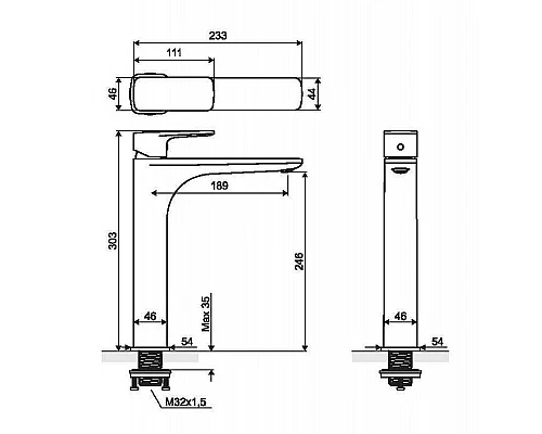 Приобрести Смеситель для раковины Excellent Keria AREX.2002BL Черный в магазине сантехники Santeh-Crystal.ru