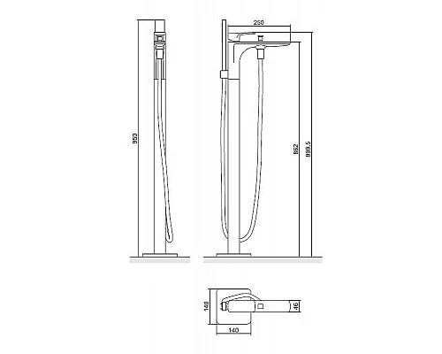 Приобрести Смеситель для ванны Excellent Keria AREX.2055BL Черный в магазине сантехники Santeh-Crystal.ru