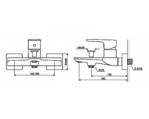 Приобрести Смеситель для ванны Excellent Keria AREX.2005BL Черный в магазине сантехники Santeh-Crystal.ru