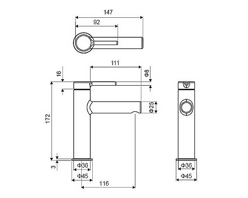 Приобрести Смеситель для раковины Excellent Pi Arex AREX.1201BL Черный матовый в магазине сантехники Santeh-Crystal.ru