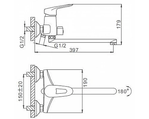 Купить Смеситель для ванны Frap H07 F2207 универсальный Хром в магазине сантехники Santeh-Crystal.ru