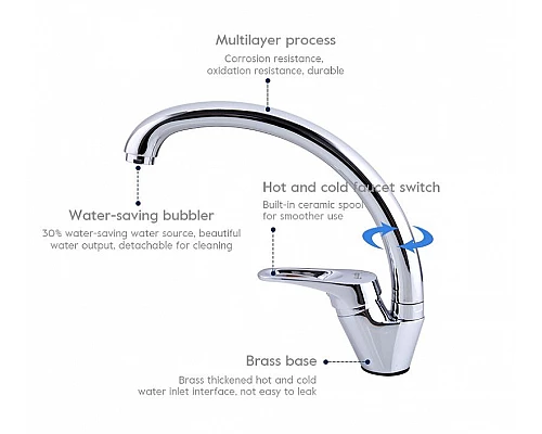 Приобрести Смеситель для кухни Frap H13 F4113 Хром в магазине сантехники Santeh-Crystal.ru