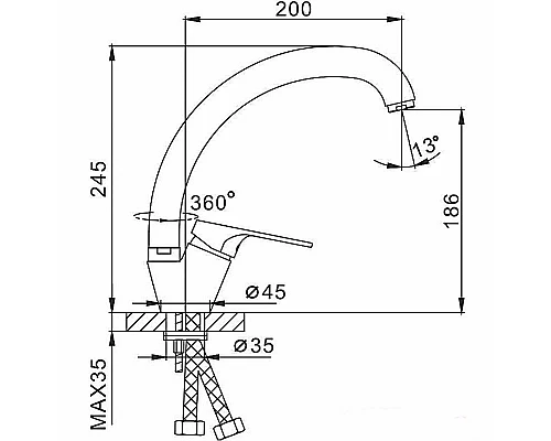 Приобрести Смеситель для кухни Frap H13 F4113 Хром в магазине сантехники Santeh-Crystal.ru