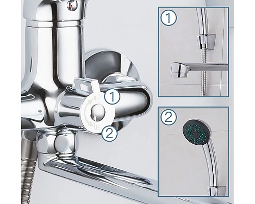 Купить Смеситель для ванны Frap H13 F2213 универсальный Хром в магазине сантехники Santeh-Crystal.ru