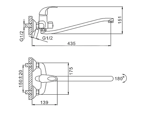 Купить Смеситель для ванны Frap H15 F2215 универсальный Хром в магазине сантехники Santeh-Crystal.ru