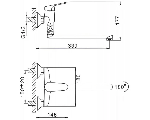 Заказать Смеситель для ванны Frap H16 F2116 универсальный Хром в магазине сантехники Santeh-Crystal.ru