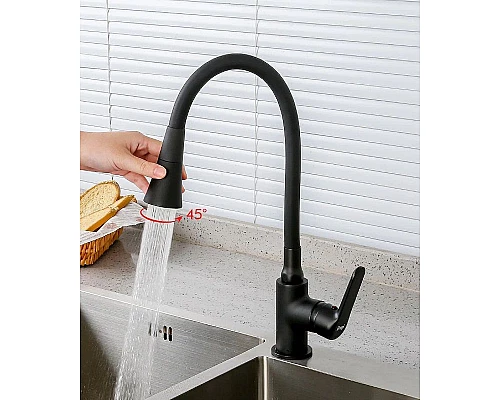 Купить Смеситель для кухни Frap H17-6 F4417-6 Черный матовый в магазине сантехники Santeh-Crystal.ru