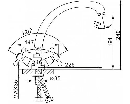 Заказать Смеситель для кухни Frap H19-1 F4219-1 Хром матовый в магазине сантехники Santeh-Crystal.ru