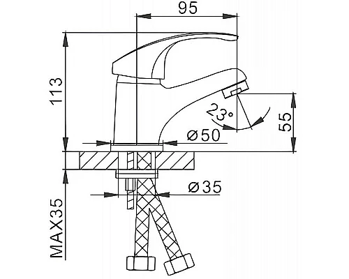 Приобрести Смеситель для раковины Frap H36 F1036 Хром в магазине сантехники Santeh-Crystal.ru