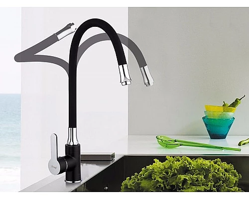 Купить Смеситель для кухни Frap H42 F4042 Черный матовый Хром в магазине сантехники Santeh-Crystal.ru