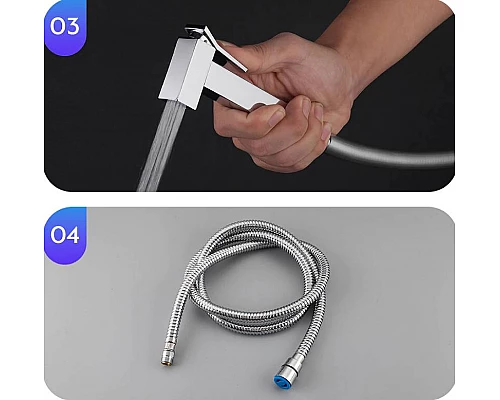 Купить Смеситель для раковины Gappo G17-8 G1017-1 с гигиеническим душем Белый Хром в магазине сантехники Santeh-Crystal.ru