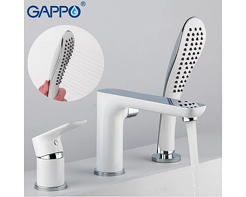 Приобрести Смеситель на борт ванны Gappo G48 G1148 Белый Хром в магазине сантехники Santeh-Crystal.ru