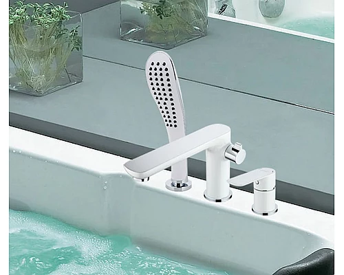 Приобрести Смеситель на борт ванны Gappo G48 G1148 Белый Хром в магазине сантехники Santeh-Crystal.ru