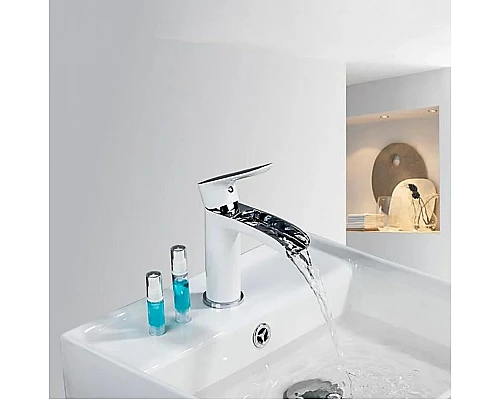 Купить Смеситель для раковины Gappo G48 G1048-8 Белый Хром в магазине сантехники Santeh-Crystal.ru