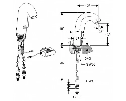 Купить Смеситель для раковины Geberit HyTronic 115.722.21.1 Хром в магазине сантехники Santeh-Crystal.ru