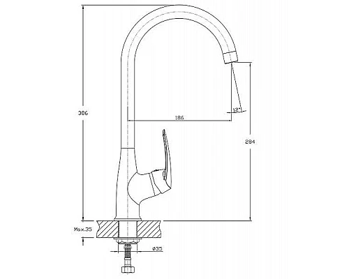 Заказать Смеситель для кухни GranFest Quarz Z3424 Черный в магазине сантехники Santeh-Crystal.ru