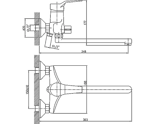 Заказать Смеситель для ванны Haiba HB2263 универсальный Хром в магазине сантехники Santeh-Crystal.ru