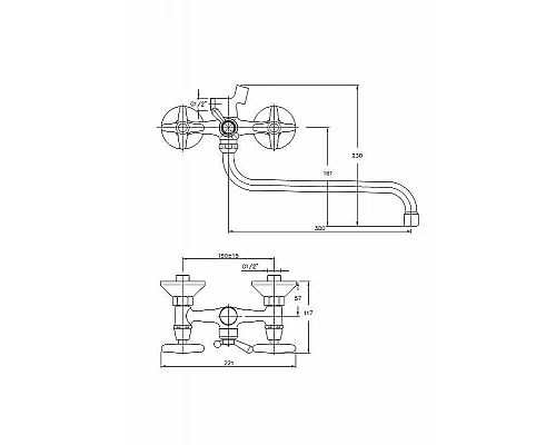 Купить Смеситель для ванны Haiba HB2220 универсальный Хром в магазине сантехники Santeh-Crystal.ru