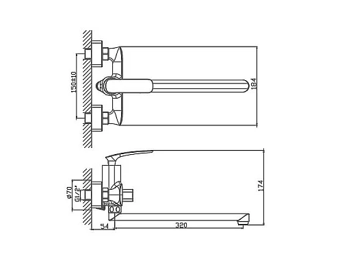 Приобрести Смеситель для ванны Haiba HB22616 универсальный Хром в магазине сантехники Santeh-Crystal.ru