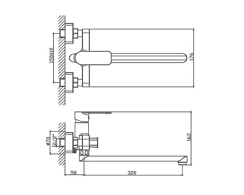 Заказать Смеситель для ванны Haiba HB22617 универсальный Хром в магазине сантехники Santeh-Crystal.ru