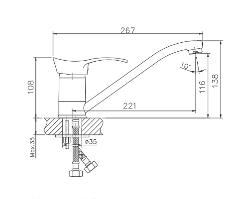 Заказать Смеситель для кухни Haiba HB4401 Хром в магазине сантехники Santeh-Crystal.ru