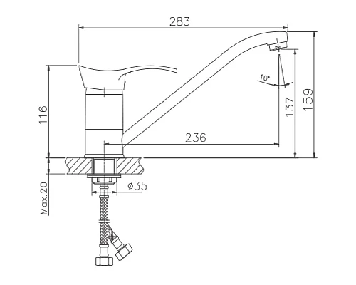 Заказать Смеситель для кухни Haiba HB4901 Хром в магазине сантехники Santeh-Crystal.ru