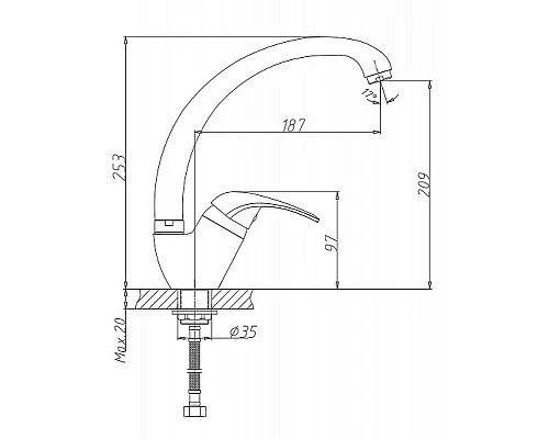 Купить Смеситель для кухни Haiba HB4103-2 Хром в магазине сантехники Santeh-Crystal.ru