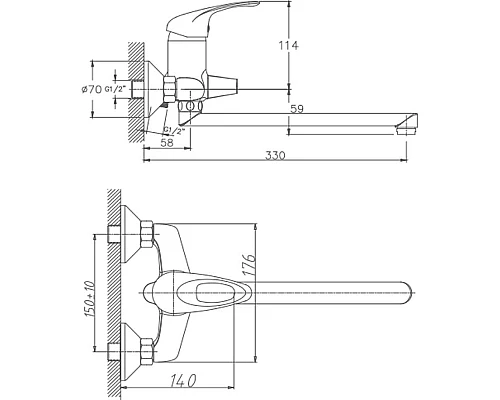 Заказать Смеситель для ванны Haiba HB2203 универсальный Хром в магазине сантехники Santeh-Crystal.ru