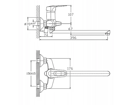 Купить Смеситель для ванны Haiba HB2204 универсальный Хром в магазине сантехники Santeh-Crystal.ru