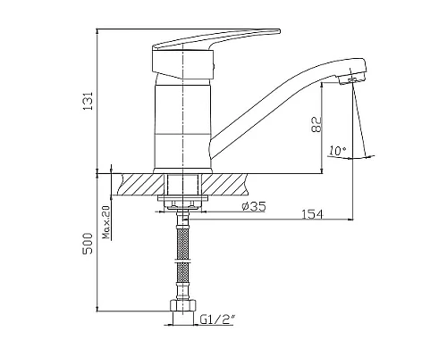 Приобрести Смеситель для кухни Haiba HB4506-2 Хром в магазине сантехники Santeh-Crystal.ru
