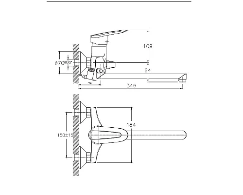 Заказать Смеситель для ванны Haiba HB2207 универсальный Хром в магазине сантехники Santeh-Crystal.ru