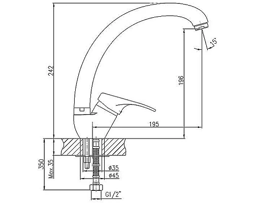 Приобрести Смеситель для кухни Haiba HB4113-1 Хром матовый в магазине сантехники Santeh-Crystal.ru