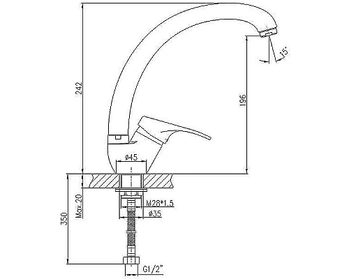 Купить Смеситель для кухни Haiba HB4313-1 Хром матовый в магазине сантехники Santeh-Crystal.ru