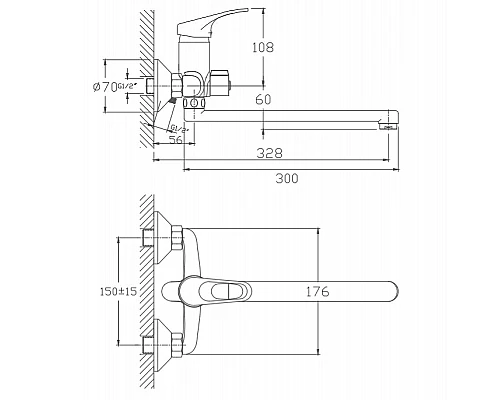 Купить Смеситель для ванны Haiba HB2213 универсальный Хром в магазине сантехники Santeh-Crystal.ru
