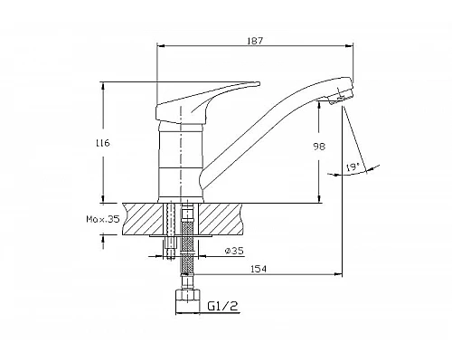 Приобрести Смеситель для кухни Haiba HB4513 Хром в магазине сантехники Santeh-Crystal.ru
