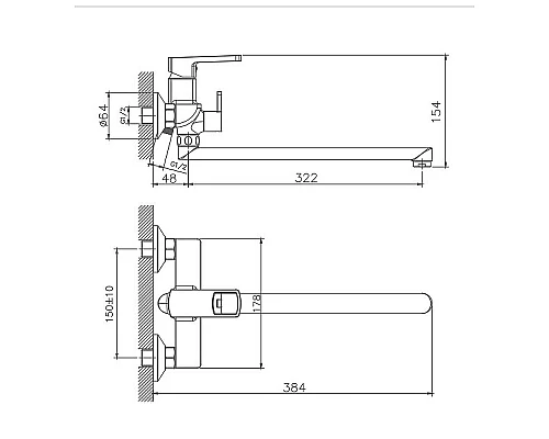 Купить Смеситель для ванны Haiba HB22176 универсальный Хром в магазине сантехники Santeh-Crystal.ru
