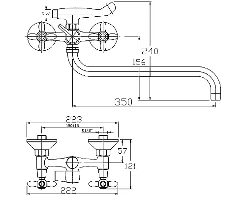 Заказать Смеситель для ванны Haiba HB2018 универсальный Хром в магазине сантехники Santeh-Crystal.ru