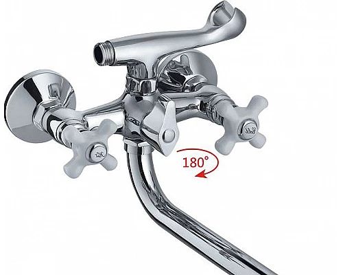 Заказать Смеситель для ванны Haiba HB2018 универсальный Хром в магазине сантехники Santeh-Crystal.ru