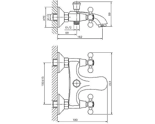 Приобрести Смеситель для ванны Haiba HB3119-4 Бронза в магазине сантехники Santeh-Crystal.ru